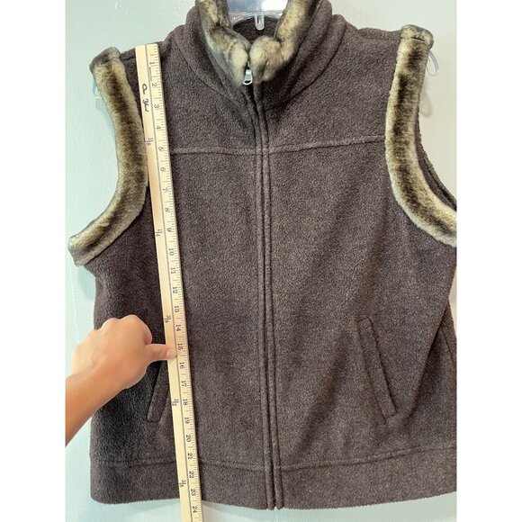 Marks & Spencer‎ Faux Fur Trim Brown Fleece Vest UK 14 - Picture 2 of 8